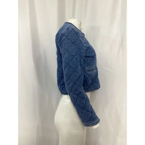 Ba&amp;Sh Gibus Quilted Denim Jacket in Blue Cotton