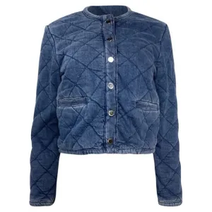 Ba&amp;Sh Gibus Quilted Denim Jacket in Blue Cotton