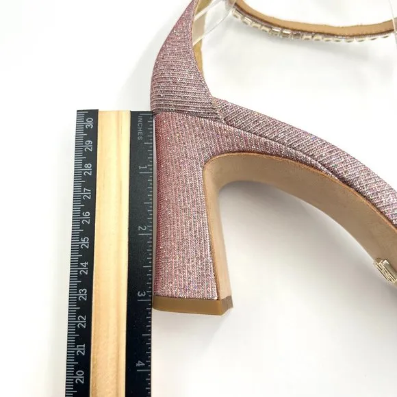 Badgley Mischka Women Rose Harriet Block Heel Open Toe Dress Sandal Heels 7.5