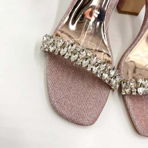 Badgley Mischka Women Rose Harriet Block Heel Open Toe Dress Sandal Heels 7.5