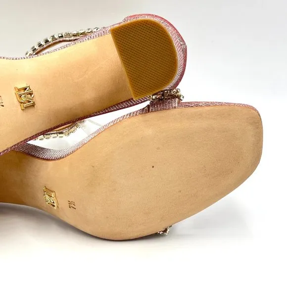 Badgley Mischka Women Rose Harriet Block Heel Open Toe Dress Sandal Heels 7.5