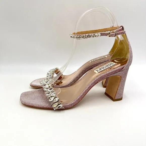 Badgley Mischka Women Rose Harriet Block Heel Open Toe Dress Sandal Heels 7.5