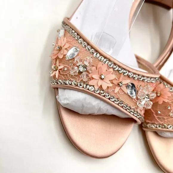 Badgley Mischka Womens Taylin Soft Blush Block Heels Dress Sandals Shoes 8M
