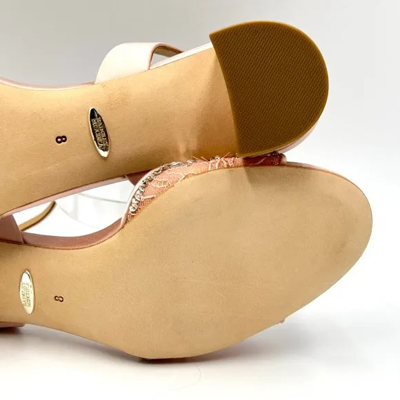 Badgley Mischka Womens Taylin Soft Blush Block Heels Dress Sandals Shoes 8M