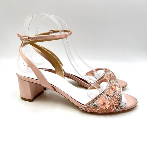 Badgley Mischka Womens Taylin Soft Blush Block Heels Dress Sandals Shoes 8M