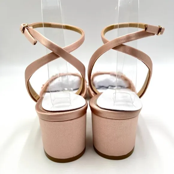Badgley Mischka Womens Taylin Soft Blush Block Heels Dress Sandals Shoes 8M