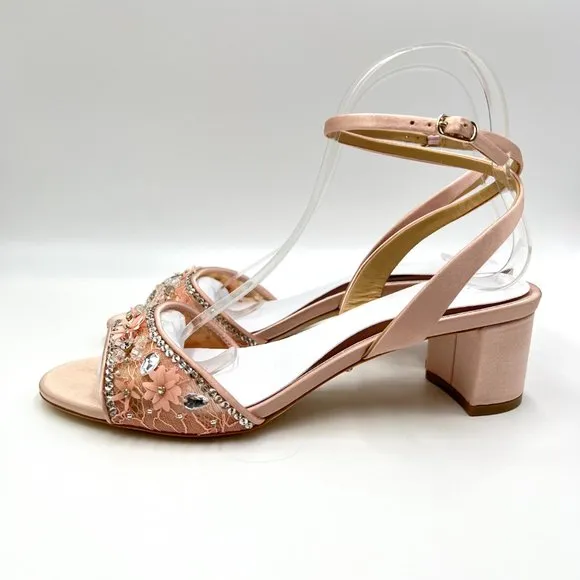 Badgley Mischka Womens Taylin Soft Blush Block Heels Dress Sandals Shoes 8M