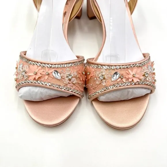 Badgley Mischka Womens Taylin Soft Blush Block Heels Dress Sandals Shoes 8M