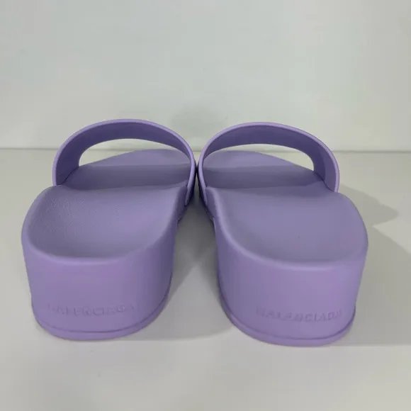 Balenciaga BB Logo Rubber Pool Wedge Slide Sandal Clog Heels