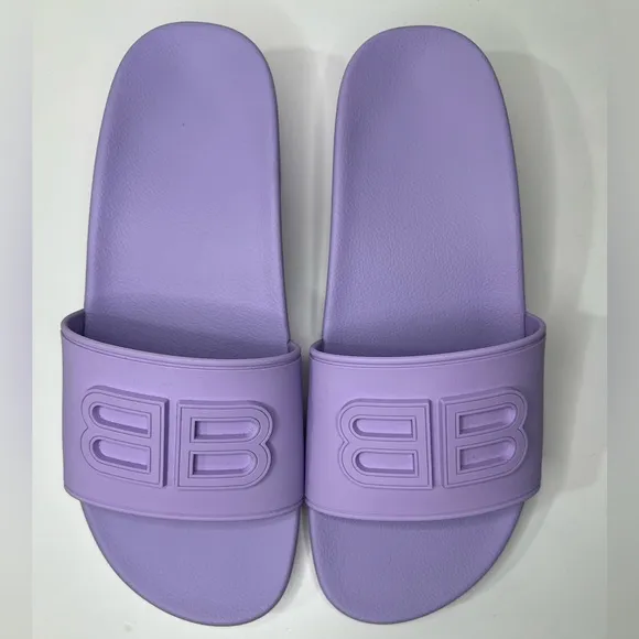 Balenciaga BB Logo Rubber Pool Wedge Slide Sandal Clog Heels