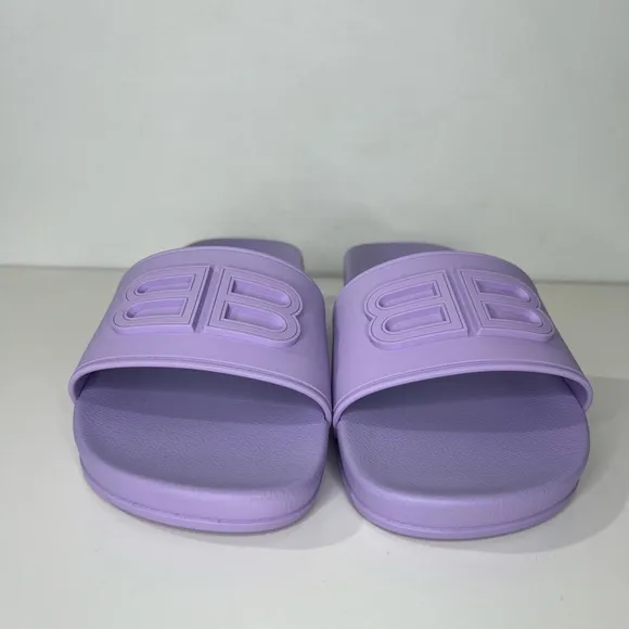 Balenciaga BB Logo Rubber Pool Wedge Slide Sandal Clog Heels