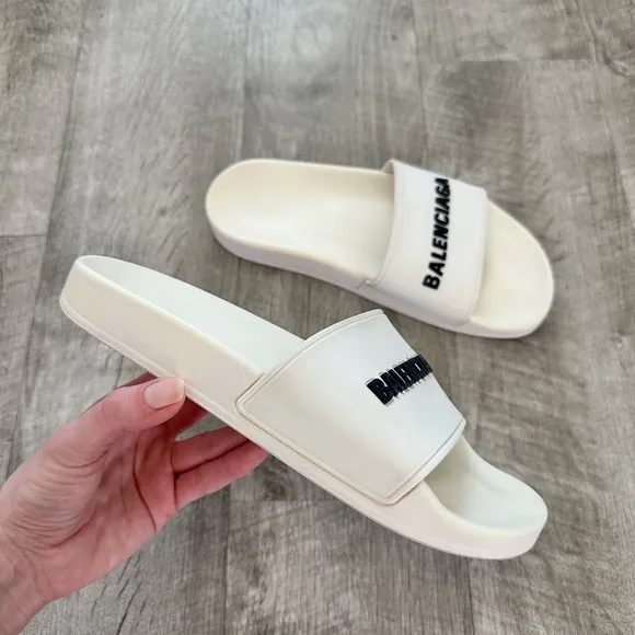 Balenciaga Logo Printed Slides Size 8