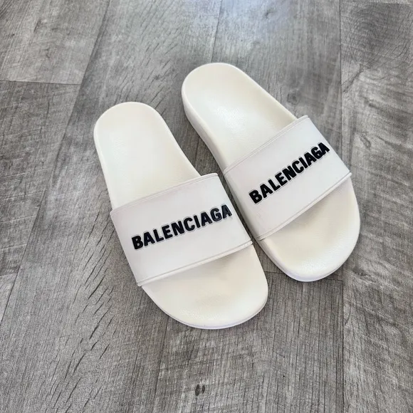Balenciaga Logo Printed Slides Size 8