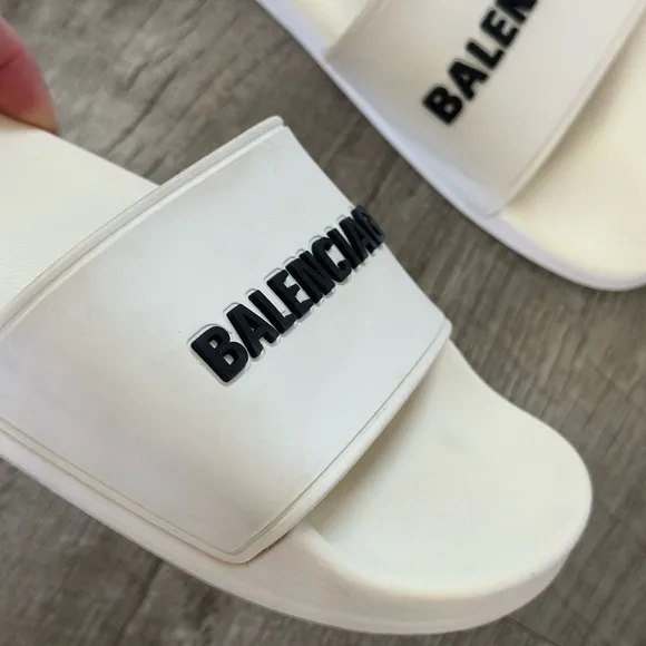 Balenciaga Logo Printed Slides Size 8