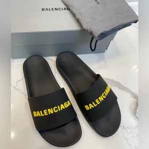 Balenciaga Mens Logo Rubber Pool Slides 42/9