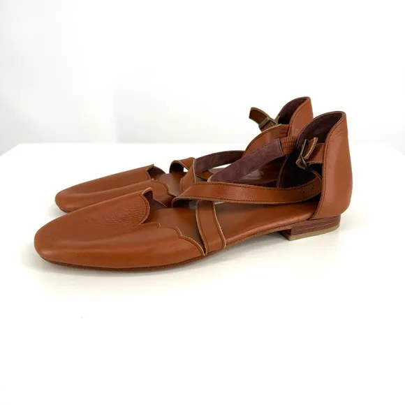 Bali Elf Mangrove Tan Leather Scalloped Flats