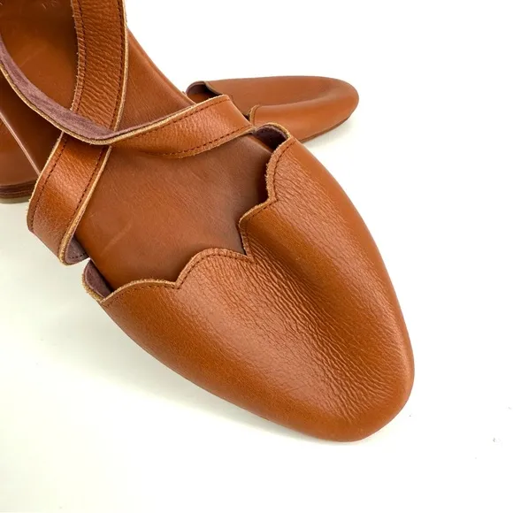 Bali Elf Mangrove Tan Leather Scalloped Flats