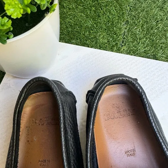 BALLY Black Leather loafer men size 7.5