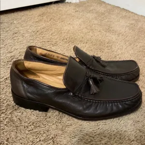 Bally Men's Soft Brown Leather Tassel Loafers size 7 Designer Preppy Minimalist