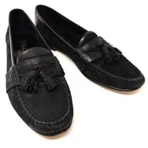 Bally Mens Zack Tassel Loafers SIZE 10 Black Soft Leather Timeless Luxury Italy