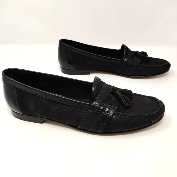 Bally Mens Zack Tassel Loafers SIZE 10 Black Soft Leather Timeless Luxury Italy
