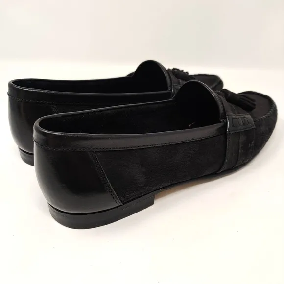 Bally Mens Zack Tassel Loafers SIZE 10 Black Soft Leather Timeless Luxury Italy