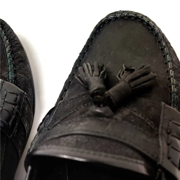 Bally Mens Zack Tassel Loafers SIZE 10 Black Soft Leather Timeless Luxury Italy