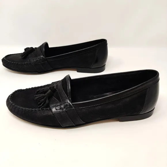 Bally Mens Zack Tassel Loafers SIZE 10 Black Soft Leather Timeless Luxury Italy