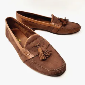 Bally Mens Zack Tassel Loafers SIZE 10 Brown Soft Leather Timeless Luxury Italy