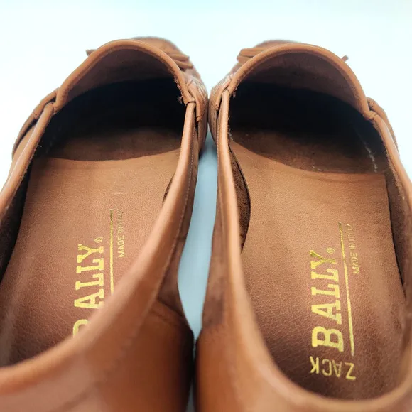 Bally Mens Zack Tassel Loafers SIZE 10 Brown Soft Leather Timeless Luxury Italy