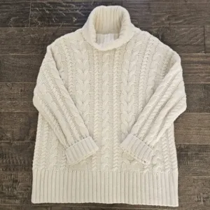 Banana Republic Cashmere Blend Cable Knit Oversized Turtleneck Sweater sz med