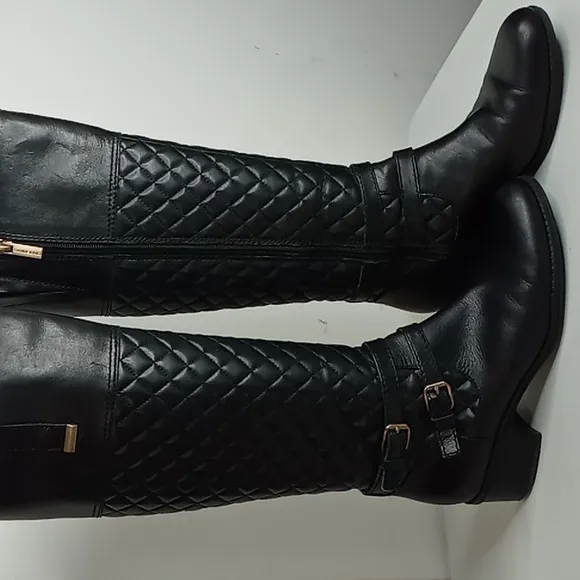 Bandolino - Claraa -Leather Quilted Tall Riding Boots w/Buckles &amp; Zippers -7M
