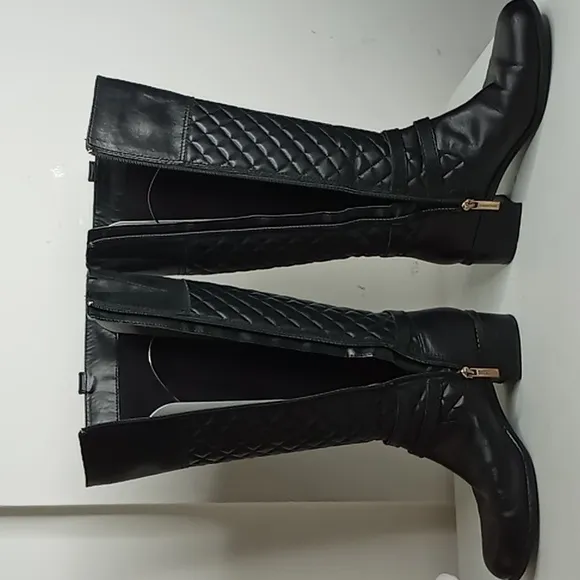 Bandolino - Claraa -Leather Quilted Tall Riding Boots w/Buckles &amp; Zippers -7M