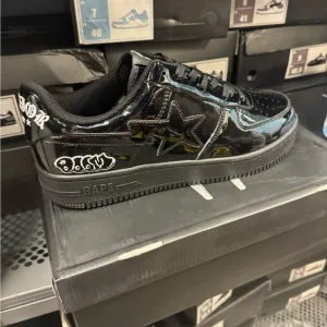 Bape Black Patent Leather Sneakers