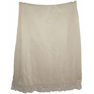 Barbizon Vintage 60s Pale Pink Eyelet‎ Lace Trim A-line Midi Slip Skirt