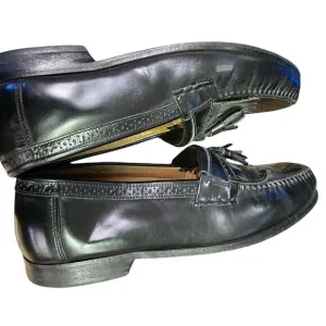 Bass black Larkin tassel brogue leather wee hub loafers excellent size 12