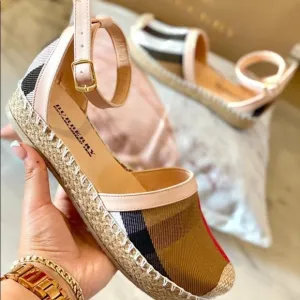 BB CHECK LOGO 🌸ANKLE BUCKLE UP ESPADRILLES 🌺