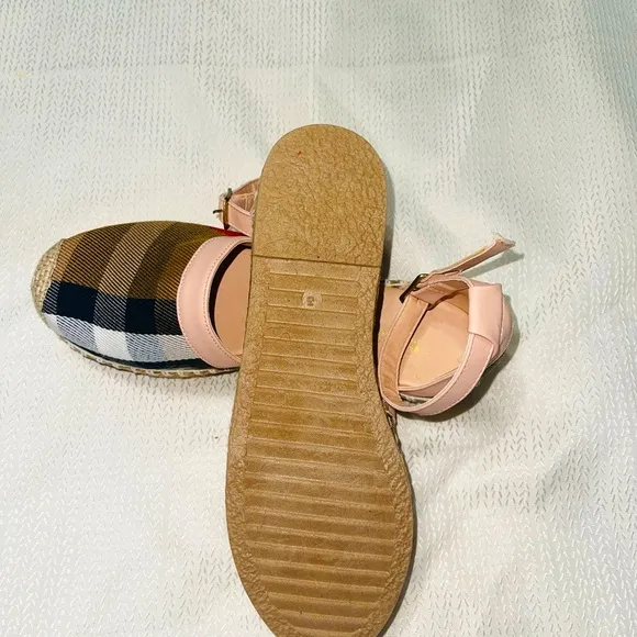 BB CHECK LOGO 🌸ANKLE BUCKLE UP ESPADRILLES 🌺
