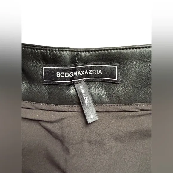 BCBGMAXAZRIA Lace Trim Faux Leather Shorts