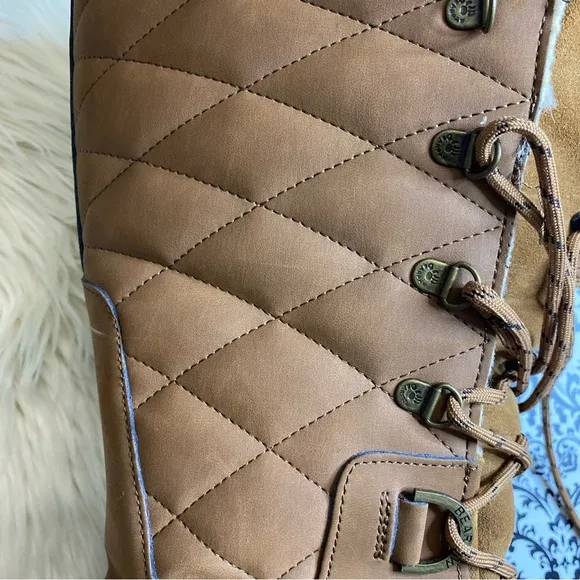 BearPaw : size : 8 : ‘Isabella’ fur trim leather quilted waterproof winter boots