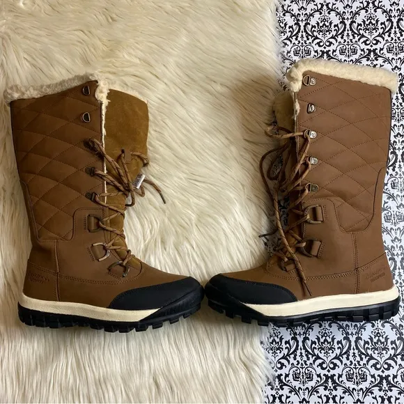 BearPaw : size : 8 : ‘Isabella’ fur trim leather quilted waterproof winter boots
