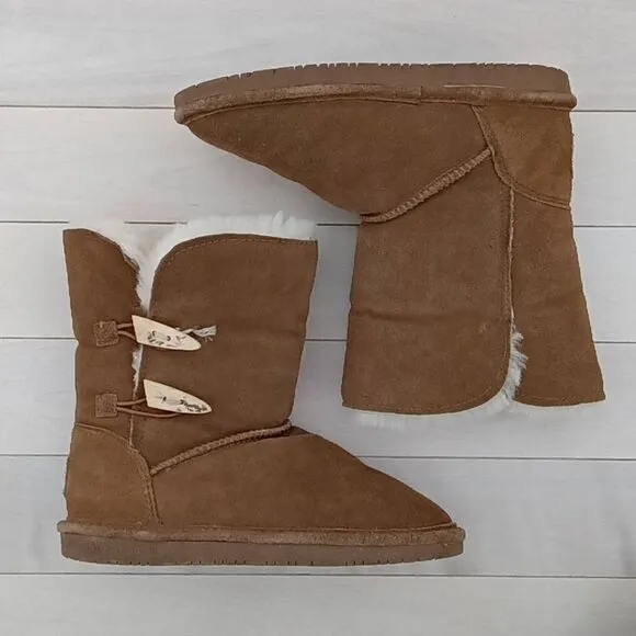 Bearpaw Women's Brown Suede Sheepskin Wool Lined Boots Size 7