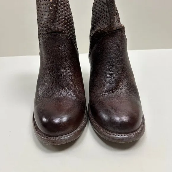 Bed Stu Boots Womens Size 8 Brown Dutchess Teal Cut Out Wedge Booties Ladies