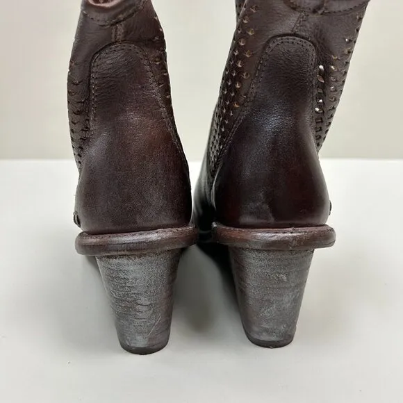 Bed Stu Boots Womens Size 8 Brown Dutchess Teal Cut Out Wedge Booties Ladies