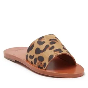 BEEK LOVEBIRD LEATHER AND CALF HAIR SLIDES SANDALS SIZE 7 TAN LEOPARD NWOT