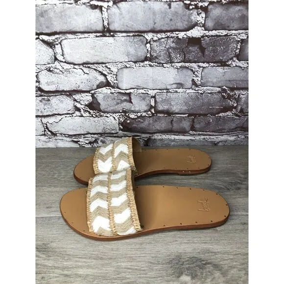 Beek Mamu White Synthetic Leather Handmade Slides Sandals Women’s Sz 11M US/42EU