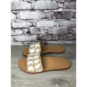 Beek Mamu White Synthetic Leather Handmade Slides Sandals Women’s Sz 11M US/42EU