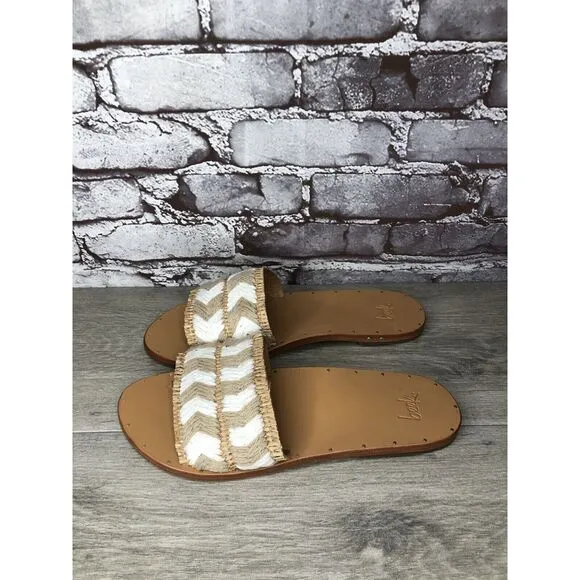 Beek Mamu White Synthetic Leather Handmade Slides Sandals Women’s Sz 11M US/42EU