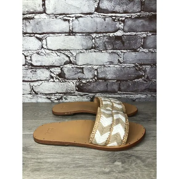 Beek Mamu White Synthetic Leather Handmade Slides Sandals Women’s Sz 11M US/42EU