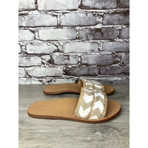 Beek Mamu White Synthetic Leather Handmade Slides Sandals Women’s Sz 11M US/42EU